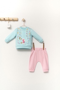 Set de 2 piese de trening Scufita rosie pentru bebelusi, Tongs baby (Marime: 12-18 Luni, Culoare: Corai) - Img 2