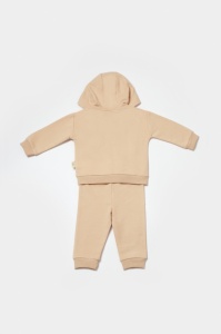Set hanorac cu gluga si pantaloni, Two thread, 100%bumbac organic - Stone, BabyCosy (Marime: 9-12 luni) - Img 2
