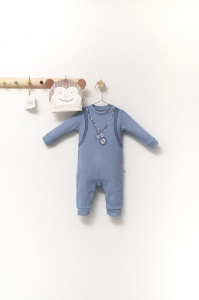 Set salopeta cu caciulita cu urechiuse pentru bebelusi Ursulet, Tongs baby (Culoare: Gri, Marime: 3-6 Luni) - Img 3