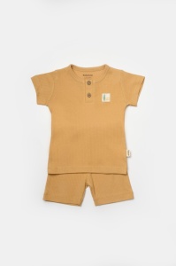 Set tricou cu pantaloni Bamboo, maro, BabyCosy, 50%bumbac+50% bambus (Marime: 9-12 luni) - Img 2