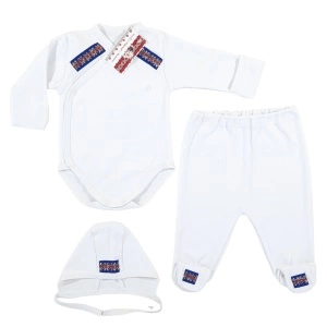 Body național + pantalon cu botoșel + căciuliță (Bumbac 100%, superior, semigros)