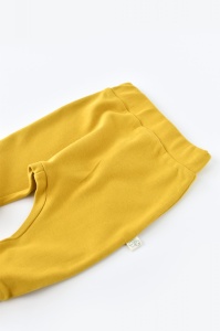 Pantaloni Bebe Unisex din bumbac organic Galben BabyCosy (Marime: 3-6 Luni) - Img 2