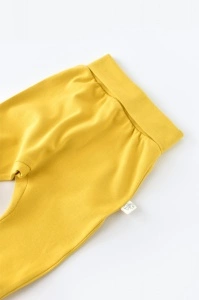 Pantaloni Bebe Unisex din bumbac organic Galben deschis BabyCosy (Marime: 6-9 luni) - Img 3