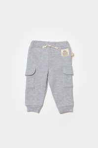Pantaloni cu buzunare laterale, Two thread, 100%bumbac organic - Gri, BabyCosy (Marime: 18-24 Luni) - Img 3