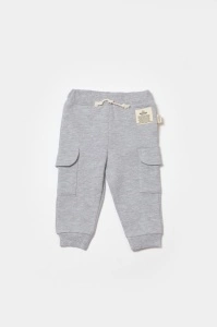 Pantaloni cu buzunare laterale, Two thread, 100%bumbac organic - Gri, BabyCosy (Marime: 18-24 Luni) - Img 3