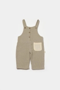 Salopeta cu bretele si buzunar, 100% bumbac - Verde, BabyCosy (Marime: 9-12 luni) - Img 2