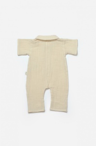 Salopeta cu maneca scurta si nasturei Sheep, 100% bumbac - Stone, BabyCosy (Marime: 12-18 Luni) - Img 2