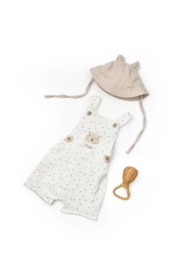 Salopeta cu palariuta TeddyBear, BabyCosy, 100% bumbac organic (Marime: 18-24 Luni)