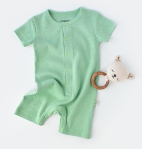 Salopeta cu pantaloni scurti - 100% bumbac organic - Mint, BabyCosy (Marime: 3-6 Luni)