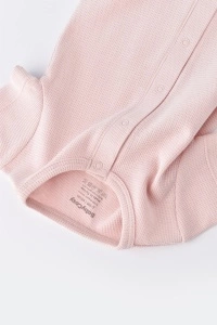 Salopeta cu pantaloni scurti - 100% bumbac organic - Roz, BabyCosy (Marime: 18-24 Luni) - Img 3