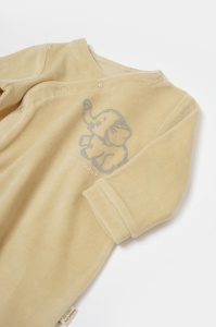 Salopeta Elefant cu maneca lunga si botosei din 80%bumbac organic si 20% poliester - Stone, BabyCosy (Marime: 6-9 luni) - Img 2