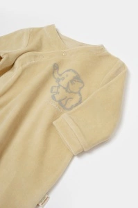 Salopeta Elefant cu maneca lunga si botosei din 80%bumbac organic si 20% poliester - Stone, BabyCosy (Marime: 6-9 luni) - Img 2
