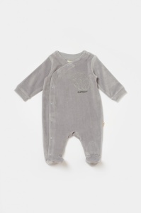 Salopeta Elefant cu maneca lunga si botosei din 80%bumbac organic si 20% poliester - Gri, BabyCosy (Marime: 3-6 Luni) - Img 2