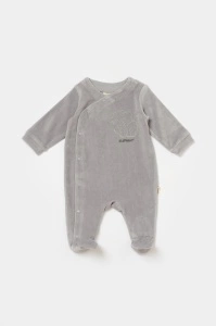 Salopeta Elefant cu maneca lunga si botosei din 80%bumbac organic si 20% poliester - Gri, BabyCosy (Marime: 3-6 Luni) - Img 2