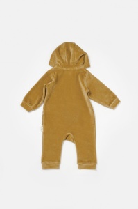 Salopeta Elefant cu maneca lunga si gluga din 80%bumbac organic si 20% poliester - Mustar, BabyCosy (Marime: 18-24 Luni) - Img 3