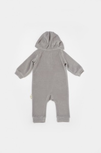 Salopeta Elefant cu maneca lunga si gluga din 80%bumbac organic si 20% poliester - Gri, BabyCosy (Marime: 18-24 Luni) - Img 3
