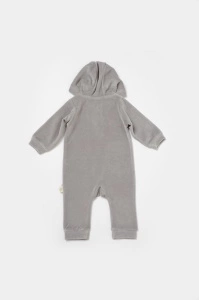 Salopeta Elefant cu maneca lunga si gluga din 80%bumbac organic si 20% poliester - Gri, BabyCosy (Marime: 18-24 Luni) - Img 3