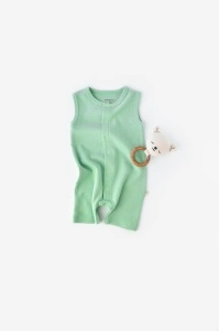 Salopeta fara maneci si pantaloni scurti - 100% bumbac organic - Mint, BabyCosy (Marime: 6-9 luni) - Img 2