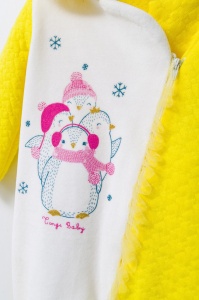 Salopeta pentru bebelusi de iarna Pinguins, Tongs baby (Culoare: Galben, Marime: 6-9 luni) - Img 2