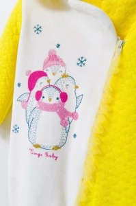Salopeta pentru bebelusi de iarna Pinguins, Tongs baby (Culoare: Galben, Marime: 6-9 luni) - Img 2