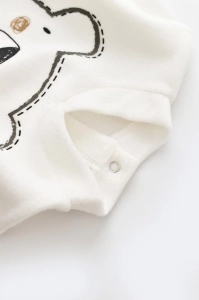Salopeta Ursulet cu maneca lunga si botosei din 80%bumbac organic si 20% poliester - Antracit, BabyCosy (Marime: 6-9 luni) - Img 3