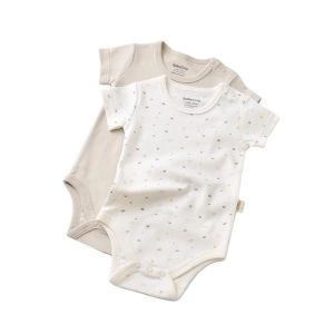 Set 2 body-uri bebe unisex -100% bumbac organic - Ecru cu buline, BabyCosy (Marime: 6-9 luni) - Img 2