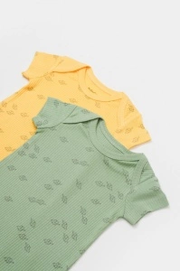 Set 2 salopete scurte Printed, BabyCosy, 50% modal+50% bumbac, Lamaie/Verde (Marime: 6-9 luni) - Img 3
