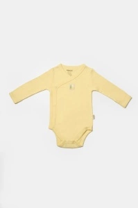 Set 4 piese:body, pantaloni, baveta si caciulita Bamboo, galben, BabyCosy, 50% bumbac+50%bambus (Marime: 6-9 luni) - Img 2