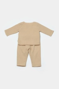 Set bluza cu nasturi si pantaloni , Winter muselin- Apricot, BabyCosy (Marime: 12-18 Luni) - Img 3
