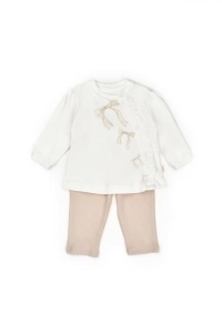 Set bluză și pantalonași, Bow, BabyCosy, 100%bumbac organic (Marime: 18-24 Luni) - Img 3