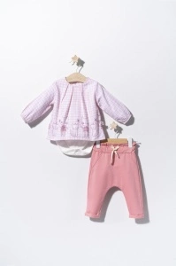 Set bluzita de vara cu pantalonasi pentru bebelusi Cats, Tongs baby (Culoare: Albastru, Marime: 9-12 luni) - Img 3