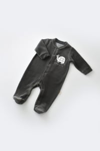 Set Broscuta cu salopeta si body din 80%bumbac organic si 20% poliester - Antracit, BabyCosy (Marime: 0-3 Luni) - Img 3