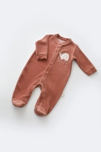 Set Broscuta cu salopeta si body din 80%bumbac organic si 20% poliester - Caramiziu, BabyCosy (Marime: 3-6 Luni) - Img 3