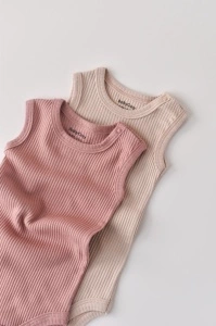 Set de 2 body-uri fara maneci din bumbac organic si modal - Roz/Blush BabyCosy (Marime: 18-24 Luni) - Img 3