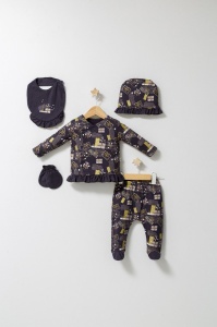 Set de 5 piese pentru nou nascut Fun Penguin, Tongs baby (Culoare: Gri) - Img 1