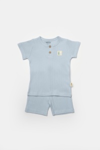Set tricou cu pantaloni Bamboo, blue, BabyCosy, 50%bumbac+50% bambus (Marime: 3-6 Luni) - Img 2