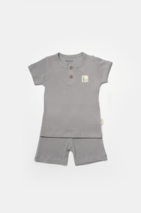Set tricou cu pantaloni Bamboo, gri, BabyCosy, 50%bumbac+50% bambus (Marime: 6-9 luni) - Img 3