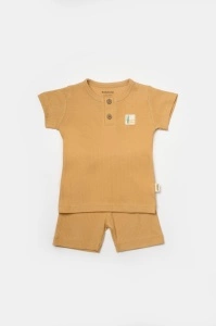 Set tricou cu pantaloni Bamboo, maro, BabyCosy, 50%bumbac+50% bambus (Marime: 6-9 luni) - Img 2