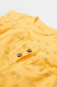 Set tricou cu pantaloni Printed, galben, BabyCosy, 50%bumbac+50% modal (Marime: 12-18 Luni) - Img 2