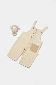 Salopeta cu bretele si buzunar, 100% bumbac - Stone, BabyCosy (Marime: 12-18 Luni)