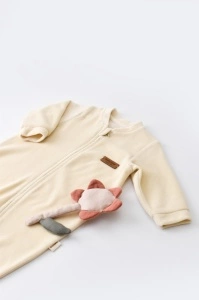 Salopeta cu maneca lunga si fermoar din 80%bumbac organic si 20% poliester -Crem, BabyCosy (Marime: 18-24 Luni) - Img 2