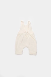 Salopeta de vara cu pantaloni lungi din muselina, BabyCosy, 100%bumbac, ecru (Marime: 18-24 Luni) - Img 2