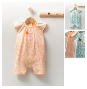 Salopeta de vara pentru bebelusi Peacock, Tongs baby (Culoare: Somon, Marime: 6-9 luni) - Img 2