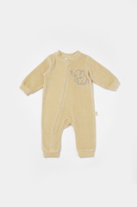 Salopeta Elefant cu maneca lunga din 80%bumbac organic si 20% poliester - Stone, BabyCosy (Marime: 9-12 luni) - Img 2