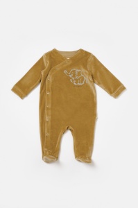 Salopeta Elefant cu maneca lunga si botosei din 80%bumbac organic si 20% poliester - Mustar, BabyCosy (Marime: 3-6 Luni) - Img 2