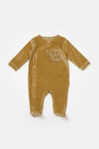 Salopeta Elefant cu maneca lunga si botosei din 80%bumbac organic si 20% poliester - Mustar, BabyCosy (Marime: 3-6 Luni) - Img 2