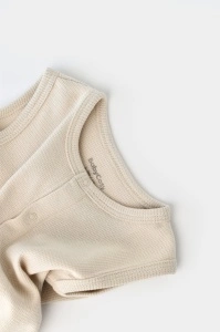 Salopeta fara maneci si pantaloni scurti - 100% bumbac organic - Stone, BabyCosy (Marime: 3-6 Luni) - Img 2