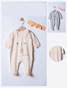 Salopeta pentru bebelusi cu bentita Sweets, Tongs baby (Culoare: Gri, Marime: 6-9 luni) - Img 2