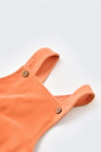 Salopeta Velvet cu bretele din 80%bumbac organic si 20% poliester - Portocaliu, BabyCosy (Marime: 18-24 Luni) - Img 2