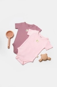 Set 2 body Bamboo,roz, BabyCosy, 50% bumbac+50%bambus (Marime: 6-9 luni)